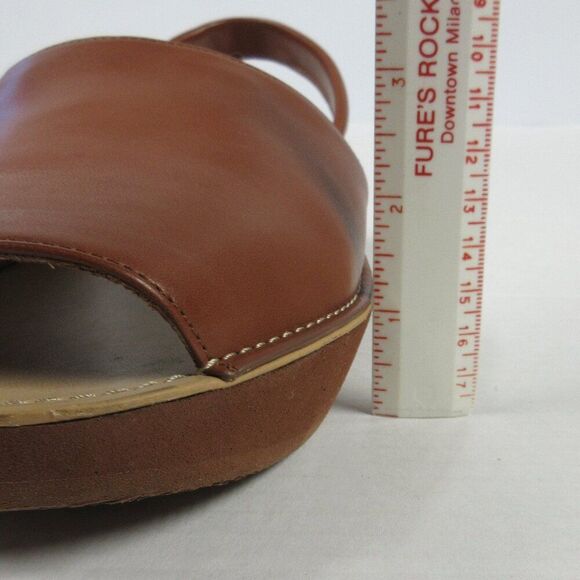 KENNETH COLE REACTION Fine Glass Wedge Sandal 9 WIDE Luggage Brown Platform Shoe - Picture 10 of 15